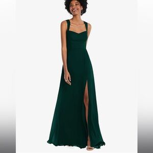 CONTOURED WIDE STRAP SWEETHEART MAXI DRESS IN EVERGREEN